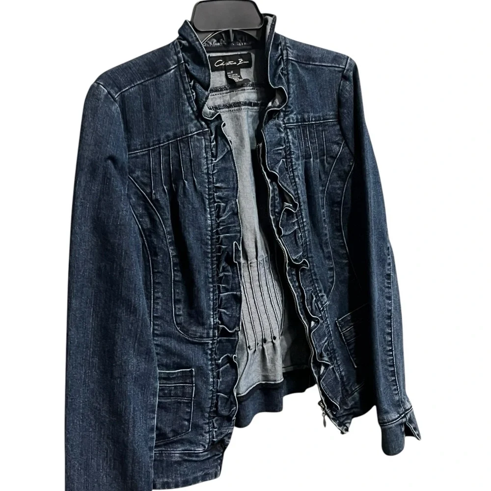 Blue Denim Ruffle Jacket - Picture 4 of 12